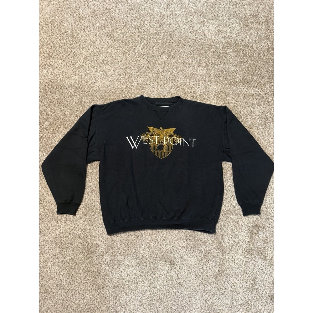 Vintage West Point Military Academy Sweatshirt Mens Large Black Gold Gear Sports - Picture 1 of 7